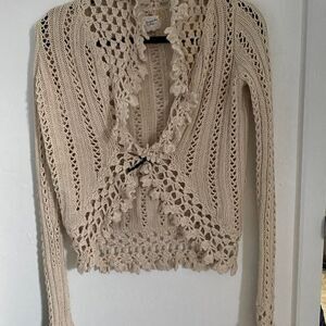 Vintage Abercrombie & Fitch cream crocheted cardigan Size XS